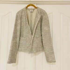 Nordstrom Susina Tweed Light Gray Women's Blazer Jacket XL cotton